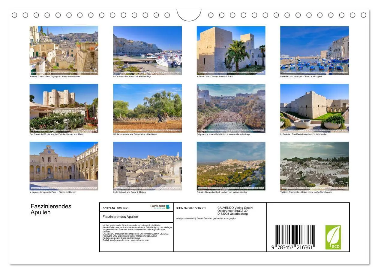 Bild: 9783457216361 | Faszinierendes Apulien (Wandkalender 2025 DIN A4 quer), CALVENDO...