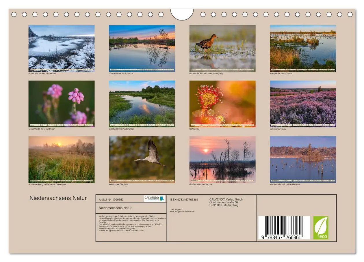 Bild: 9783457766361 | Niedersachsens Natur (Wandkalender 2026 DIN A4 quer), CALVENDO...
