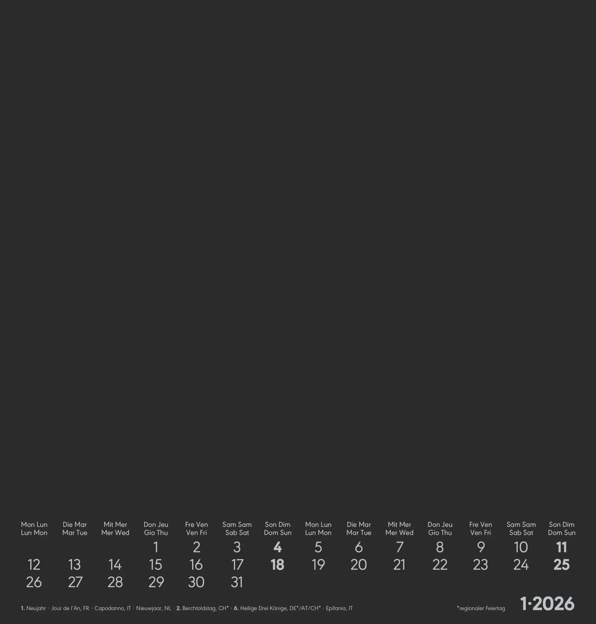 Bild: 4069095006461 | Kreativ-Kalender schwarz 2026 - 21x22 cm - Foto, Malen, Basteln -...