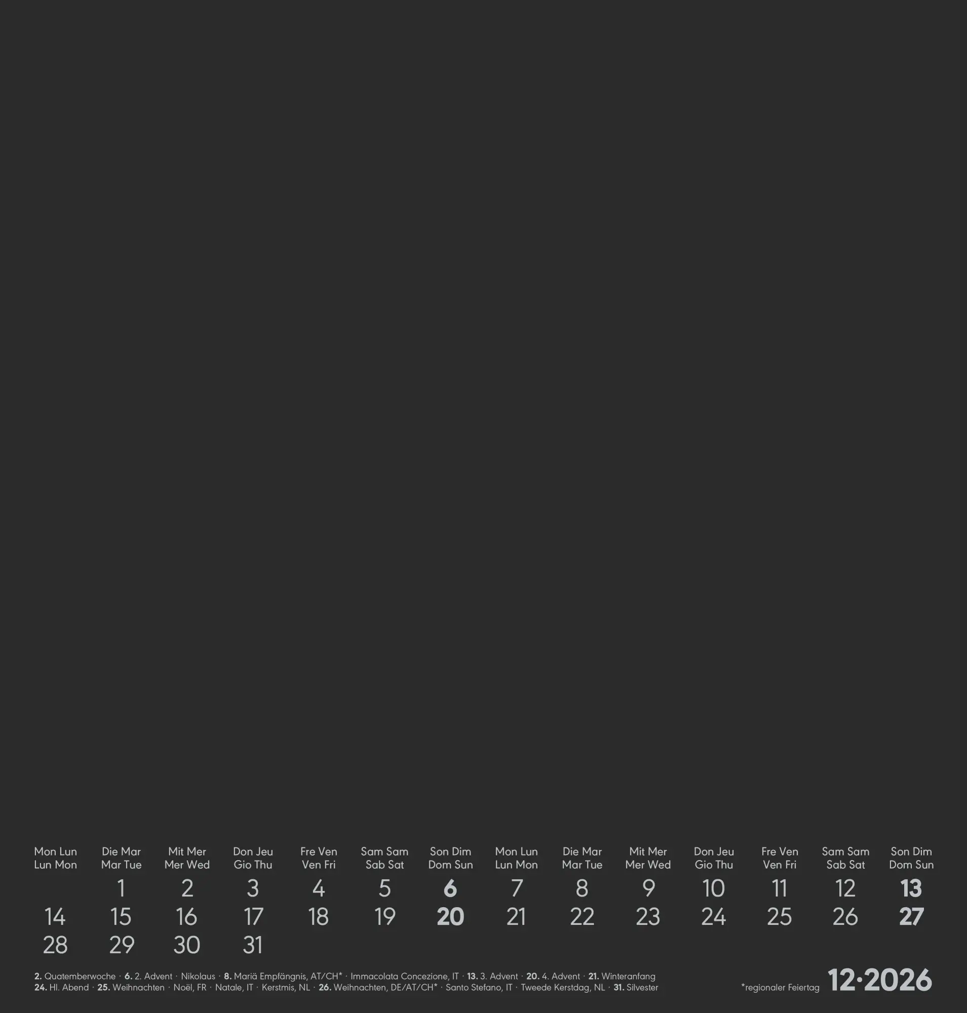 Bild: 4069095006461 | Kreativ-Kalender schwarz 2026 - 21x22 cm - Foto, Malen, Basteln -...