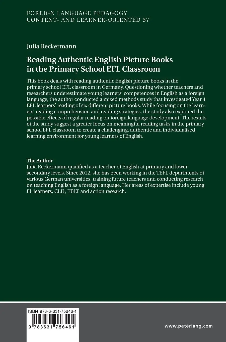 Rückseite: 9783631756461 | Reading Authentic English Picture Books in the Primary School EFL...
