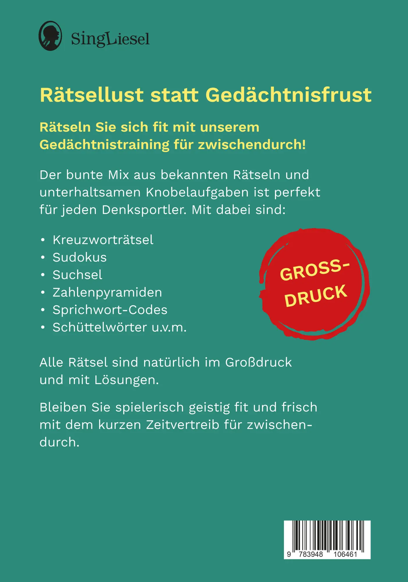 Bild: 9783948106461 | Gedächtnistraining für Senioren - Das Gedächtnistraining-Buch für...