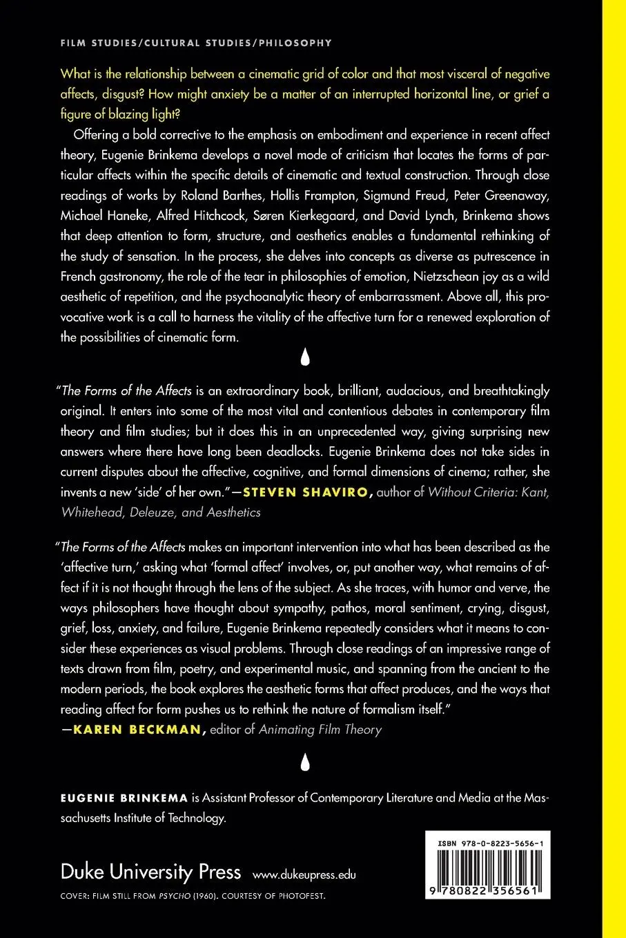 Rückseite: 9780822356561 | The Forms of the Affects | Eugenie Brinkema | Taschenbuch | Englisch