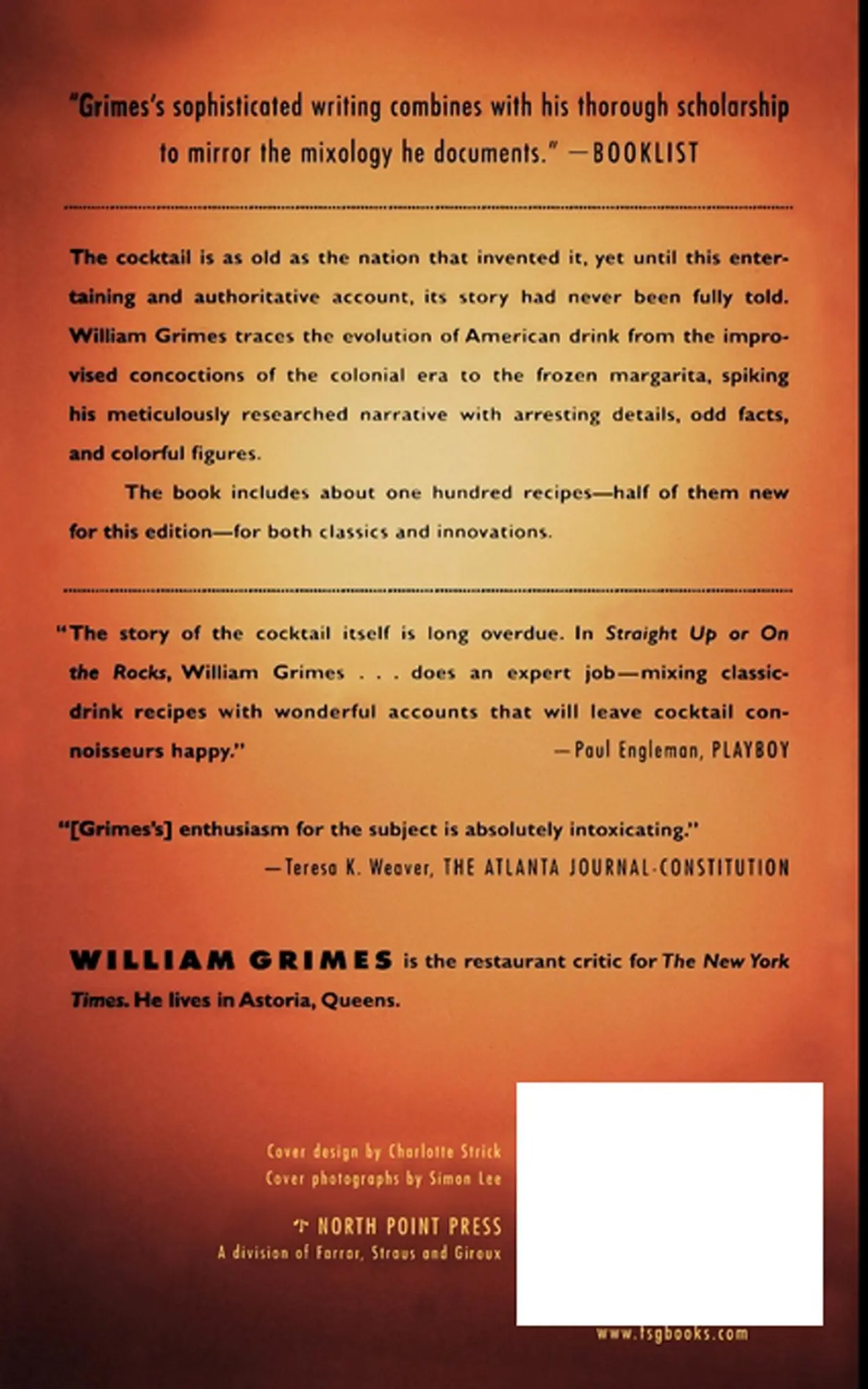 Rückseite: 9780865476561 | Straight Up or On the Rocks | William Grimes | Taschenbuch | Englisch