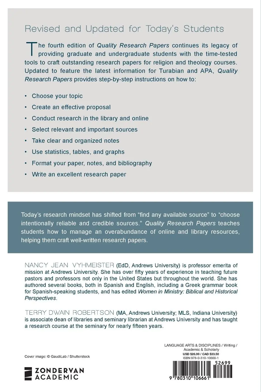 Rückseite: 9780310106661 | Quality Research Papers | For Students of Religion and Theology | Buch