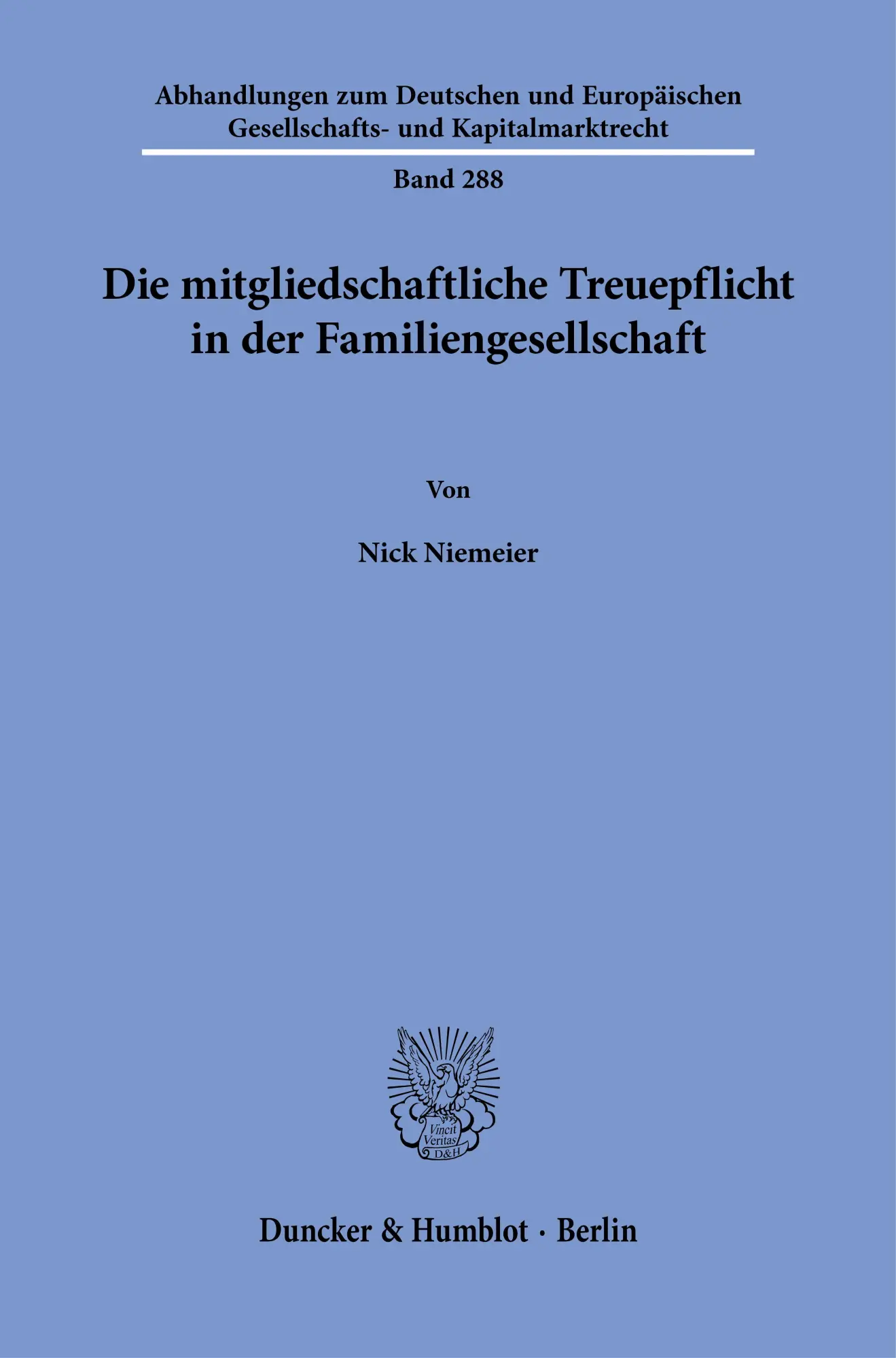 Cover: 9783428196661 | Die mitgliedschaftliche Treuepflicht in der Familiengesellschaft