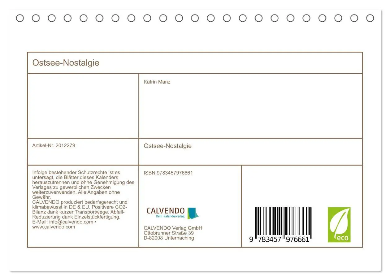 Bild: 9783457976661 | Ostsee-Nostalgie (Tischkalender 2026 DIN A5 quer), CALVENDO...