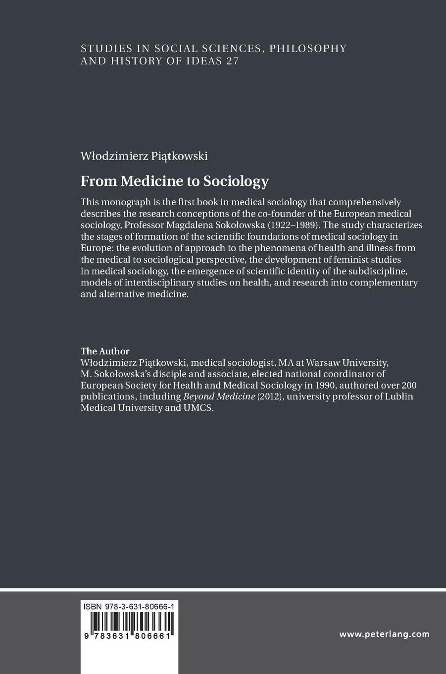 Rückseite: 9783631806661 | From Medicine to Sociology. Health and Illness in Magdalena...