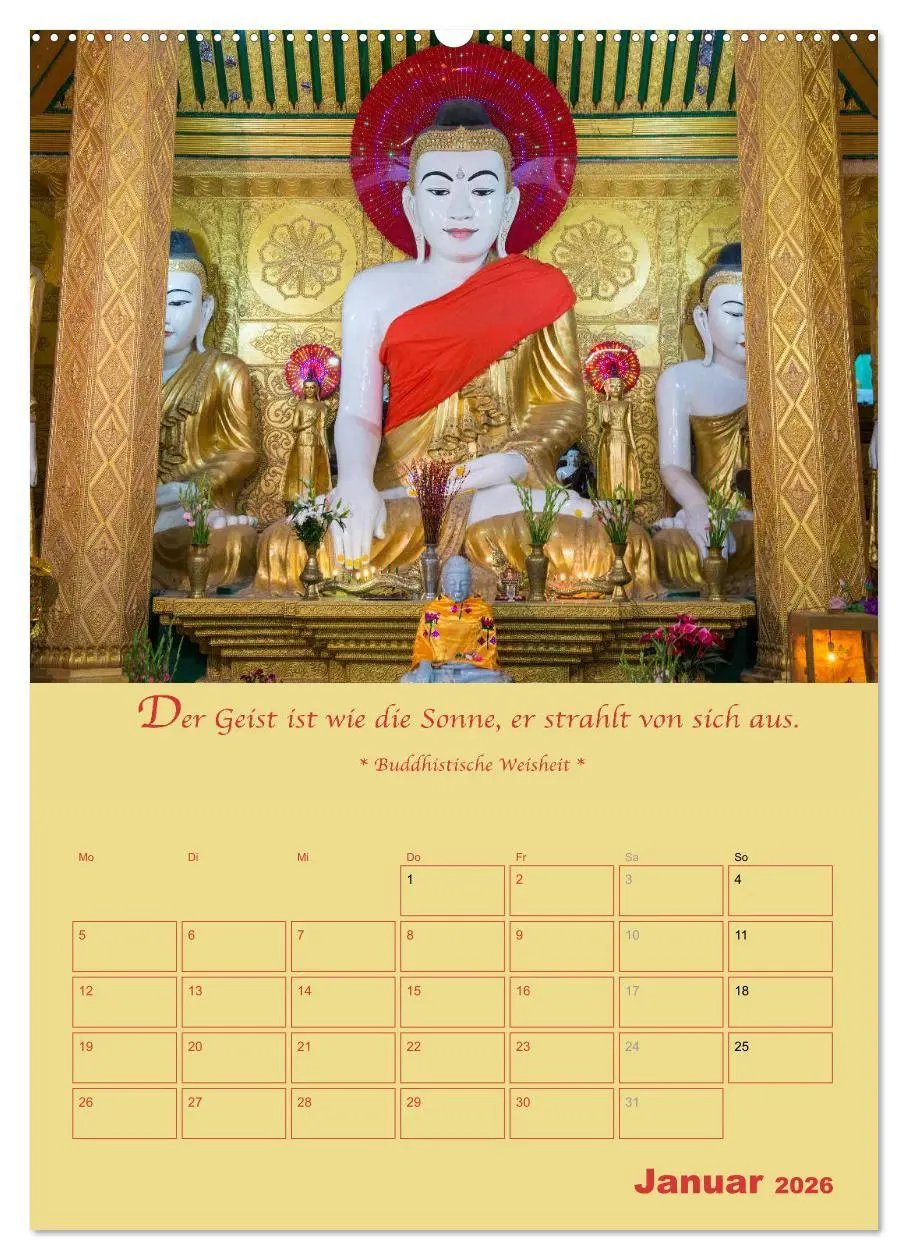 Bild: 9783516366761 | BUDDHA IN GOLD - Mit buddhistischen Sprüchen (Wandkalender 2026 DIN...