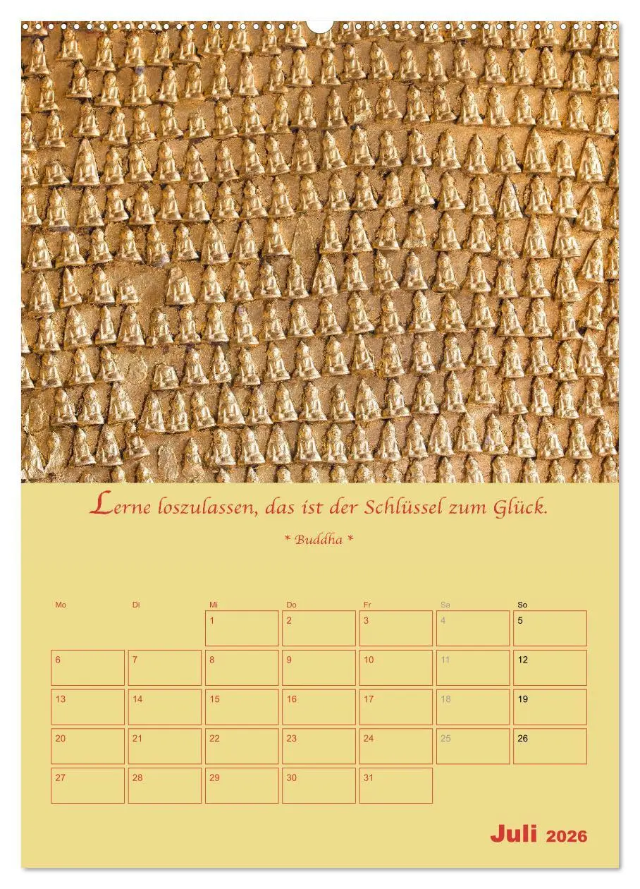 Bild: 9783516366761 | BUDDHA IN GOLD - Mit buddhistischen Sprüchen (Wandkalender 2026 DIN...