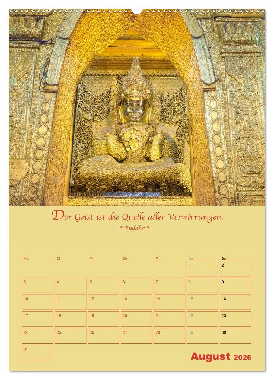 Bild: 9783516366761 | BUDDHA IN GOLD - Mit buddhistischen Sprüchen (Wandkalender 2026 DIN...