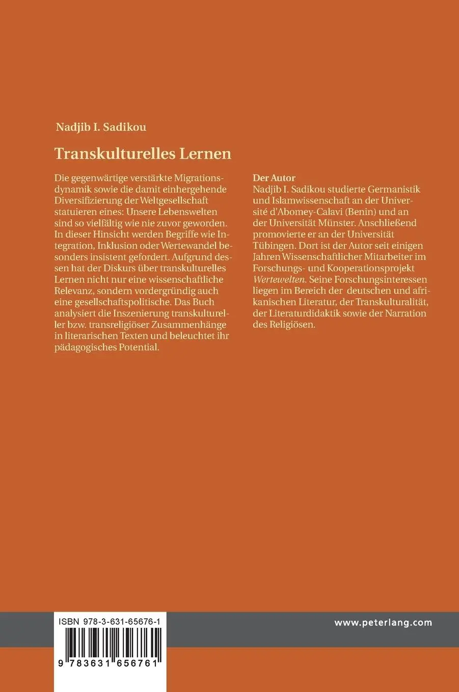 Rückseite: 9783631656761 | Transkulturelles Lernen | Literarisch-pädagogische Ansätze | Sadikou