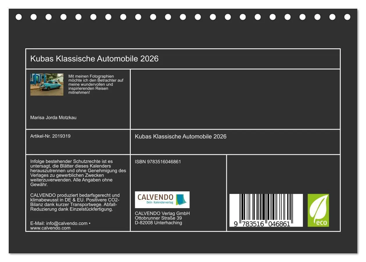 Bild: 9783516046861 | Kubas Klassische Automobile 2026 (Tischkalender 2026 DIN A5 quer),...