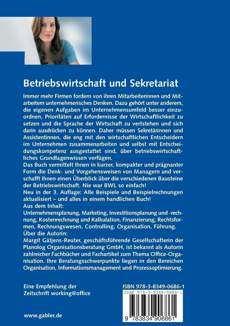 Rückseite: 9783834906861 | Betriebswirtschaft und Sekretariat | Margit Gätjens | Taschenbuch
