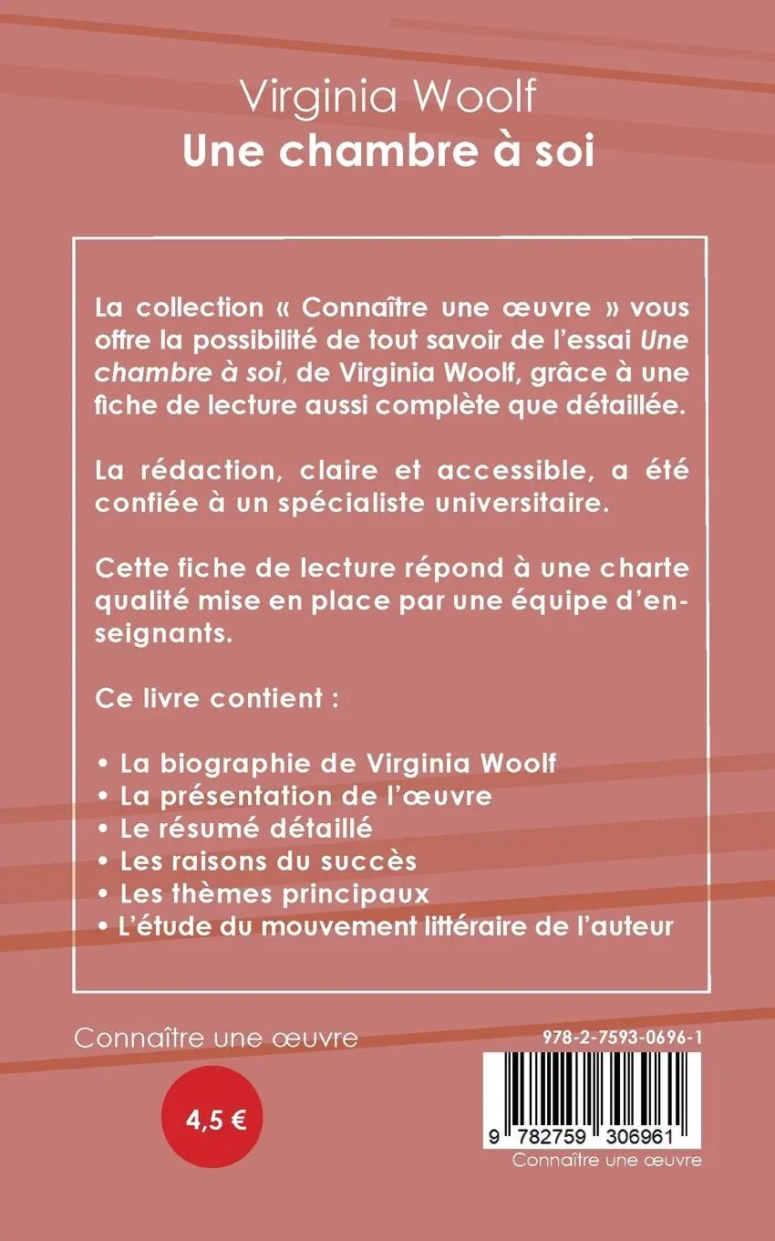 Rückseite: 9782759306961 | Fiche de lecture Une chambre à soi de Virginia Woolf (Analyse...
