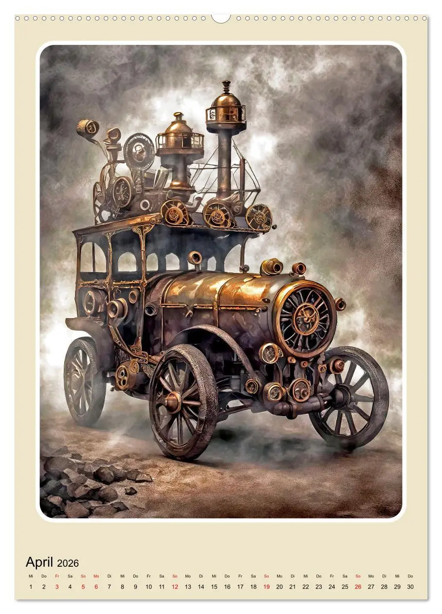 Bild: 9783516276961 | Steampunk Mobilität (Wandkalender 2026 DIN A2 hoch), CALVENDO...
