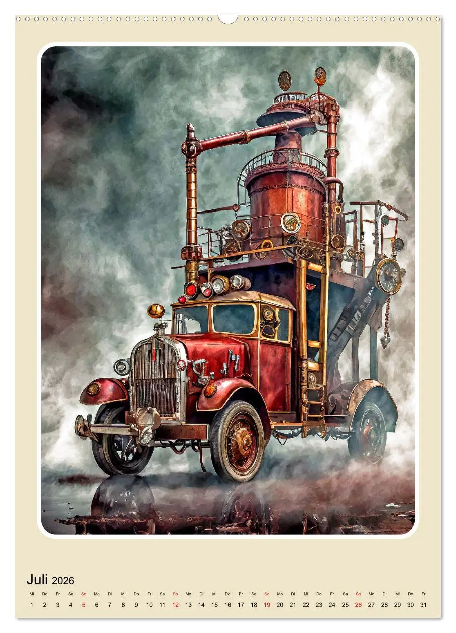 Bild: 9783516276961 | Steampunk Mobilität (Wandkalender 2026 DIN A2 hoch), CALVENDO...