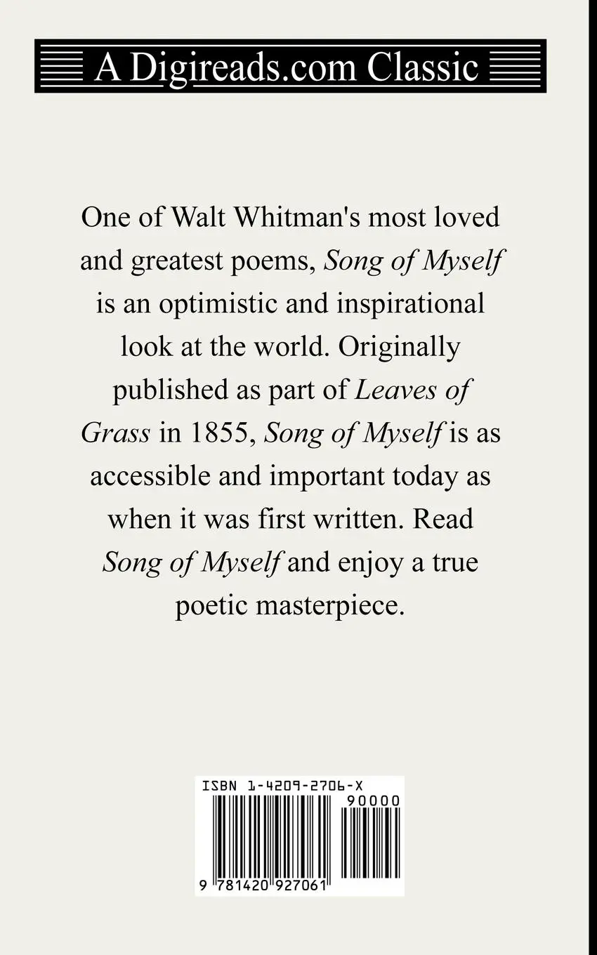 Rückseite: 9781420927061 | Song of Myself | Walt Whitman | Taschenbuch | Englisch | 2006
