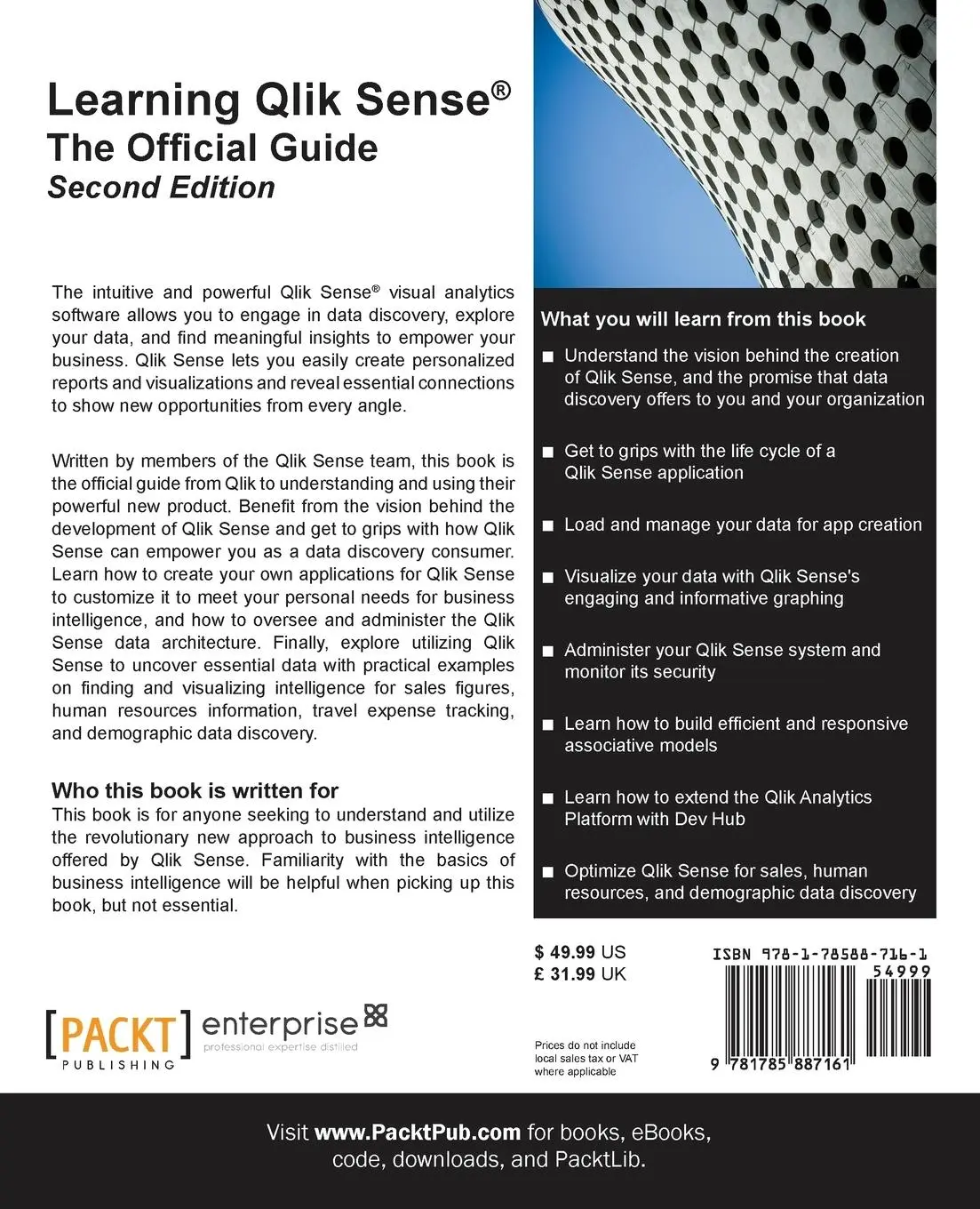 Rückseite: 9781785887161 | Learning Qlik Sense The Official Guide - Second Edition | Taschenbuch