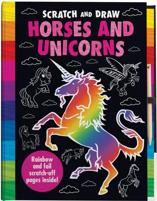 Cover: 9781787007161 | Scratch and Draw Unicorns &amp; Horses Too! - Scratch Art Activity Book