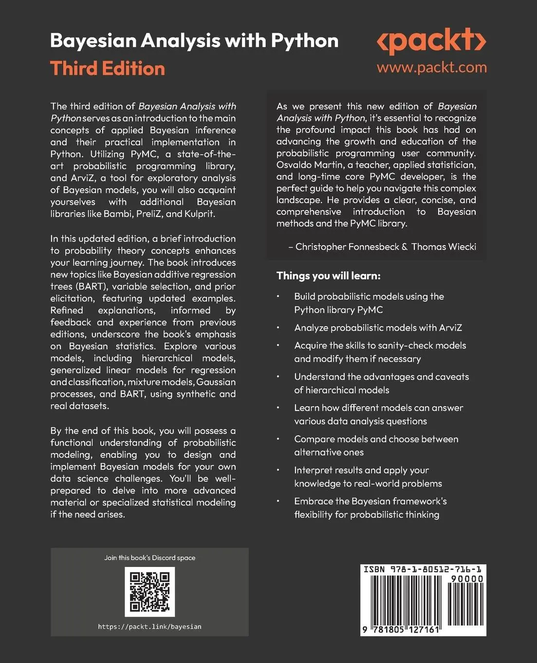 Rückseite: 9781805127161 | Bayesian Analysis with Python - Third Edition | Osvaldo Martin | Buch