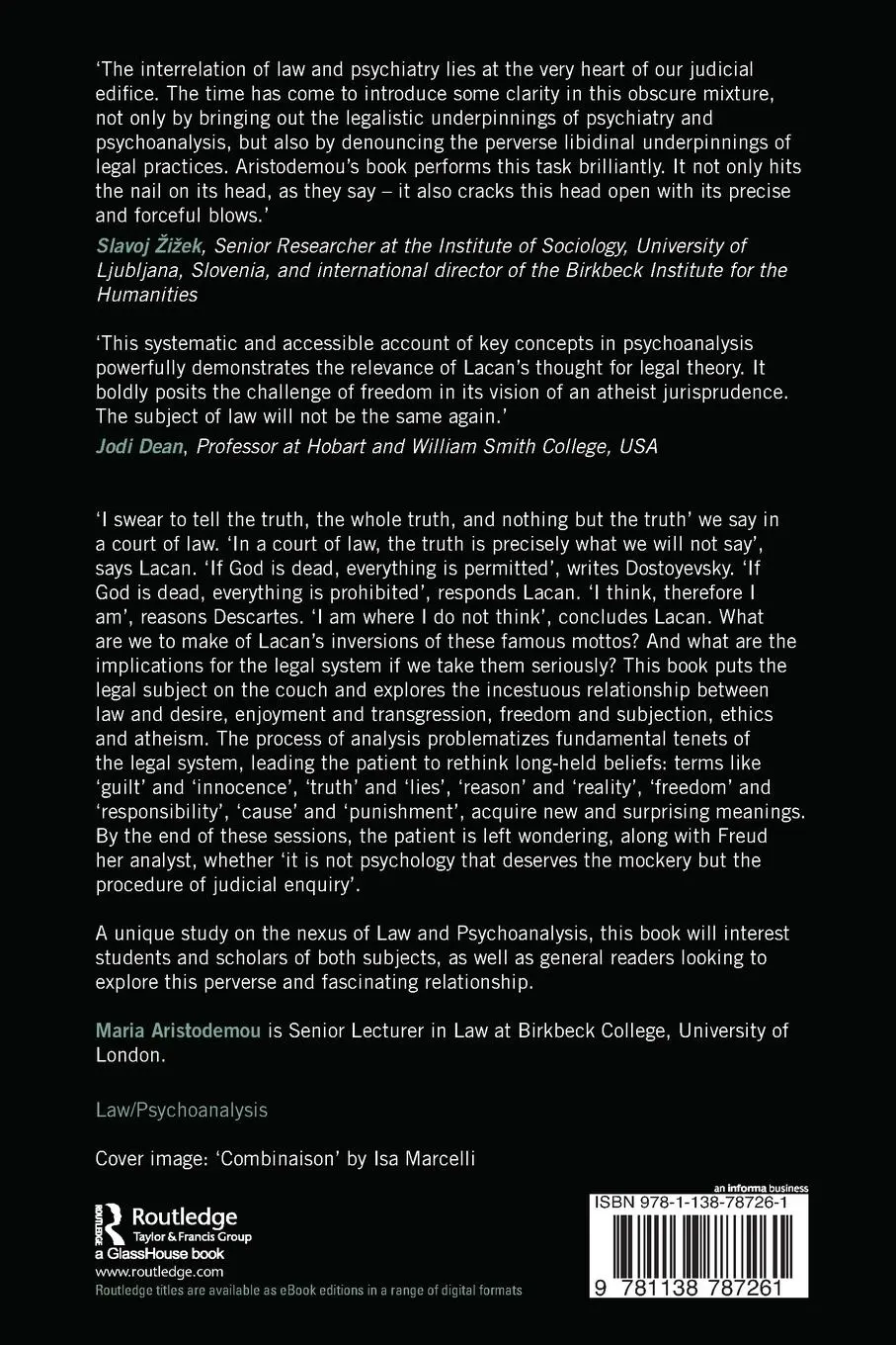 Rückseite: 9781138787261 | Law, Psychoanalysis, Society | Taking the Unconscious Seriously | Buch