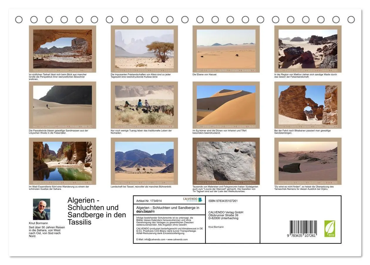 Bild: 9783435107261 | Algerien - Schluchten und Sandberge in den Tassilis (Tischkalender...