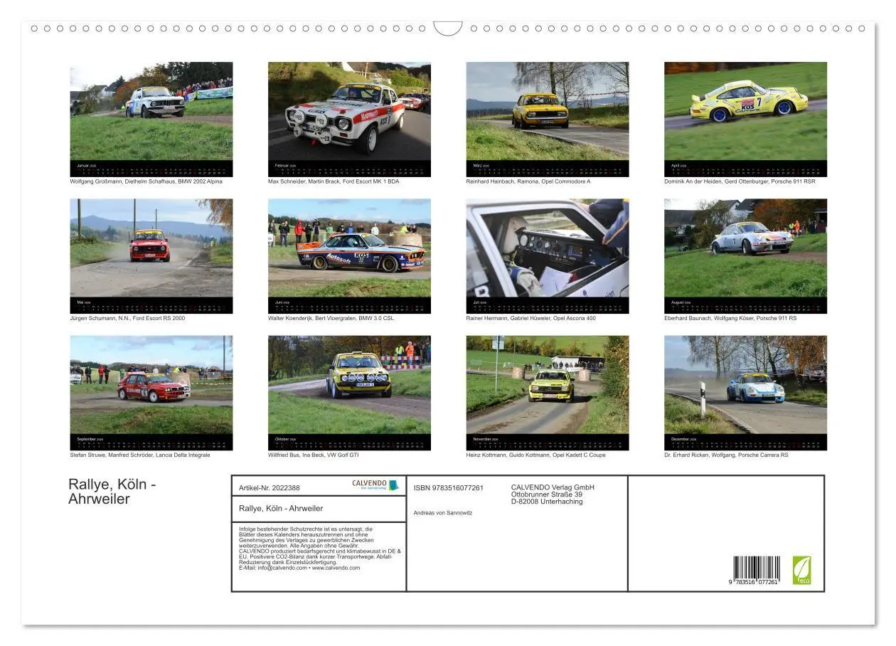Bild: 9783516077261 | Rallye, Köln - Ahrweiler (Wandkalender 2026 DIN A2 quer), CALVENDO...