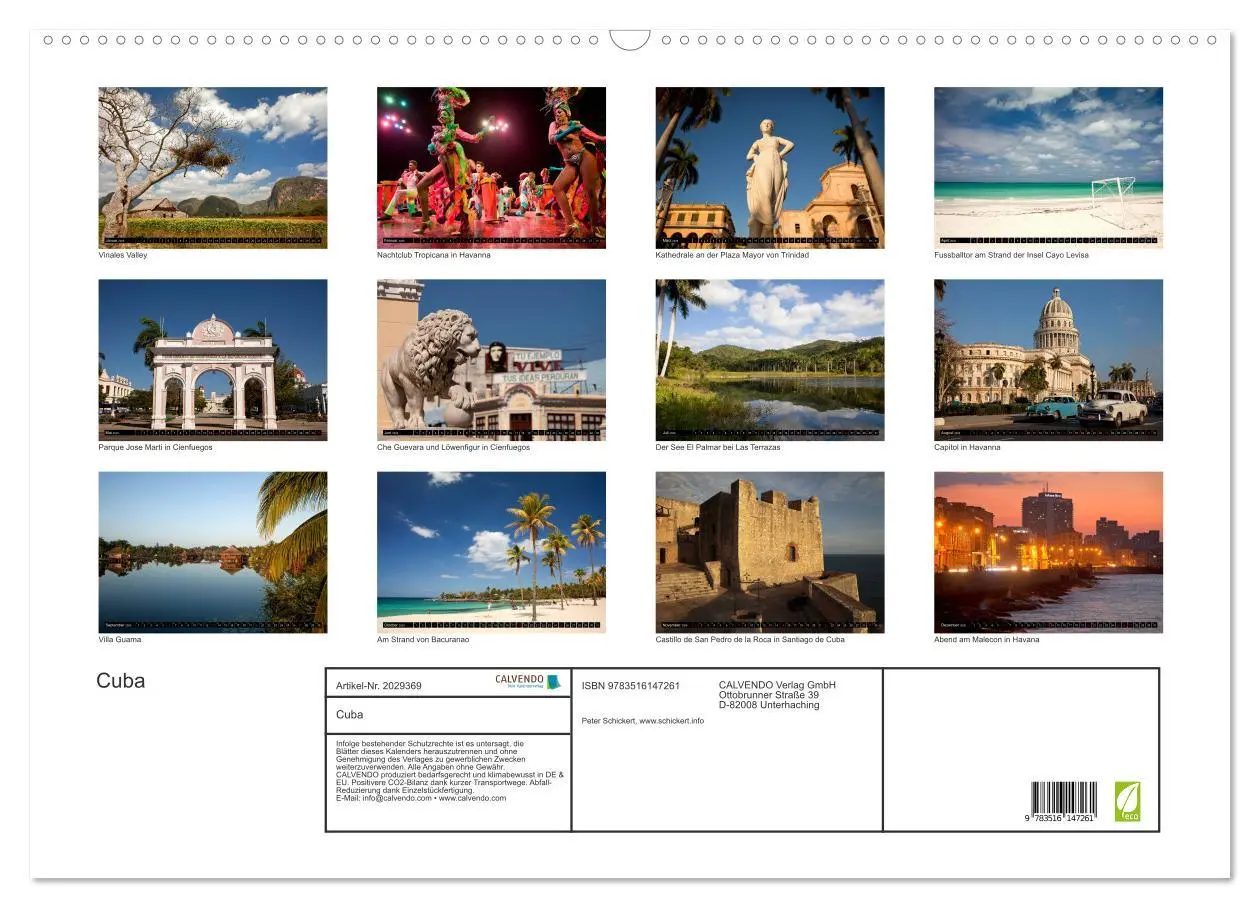 Bild: 9783516147261 | Cuba (Wandkalender 2026 DIN A2 quer), CALVENDO Monatskalender | 2026