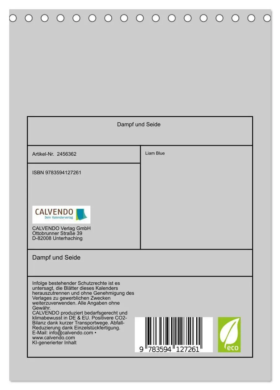 Bild: 9783594127261 | Dampf und Seide (Tischkalender 2027 DIN A5 hoch), CALVENDO...