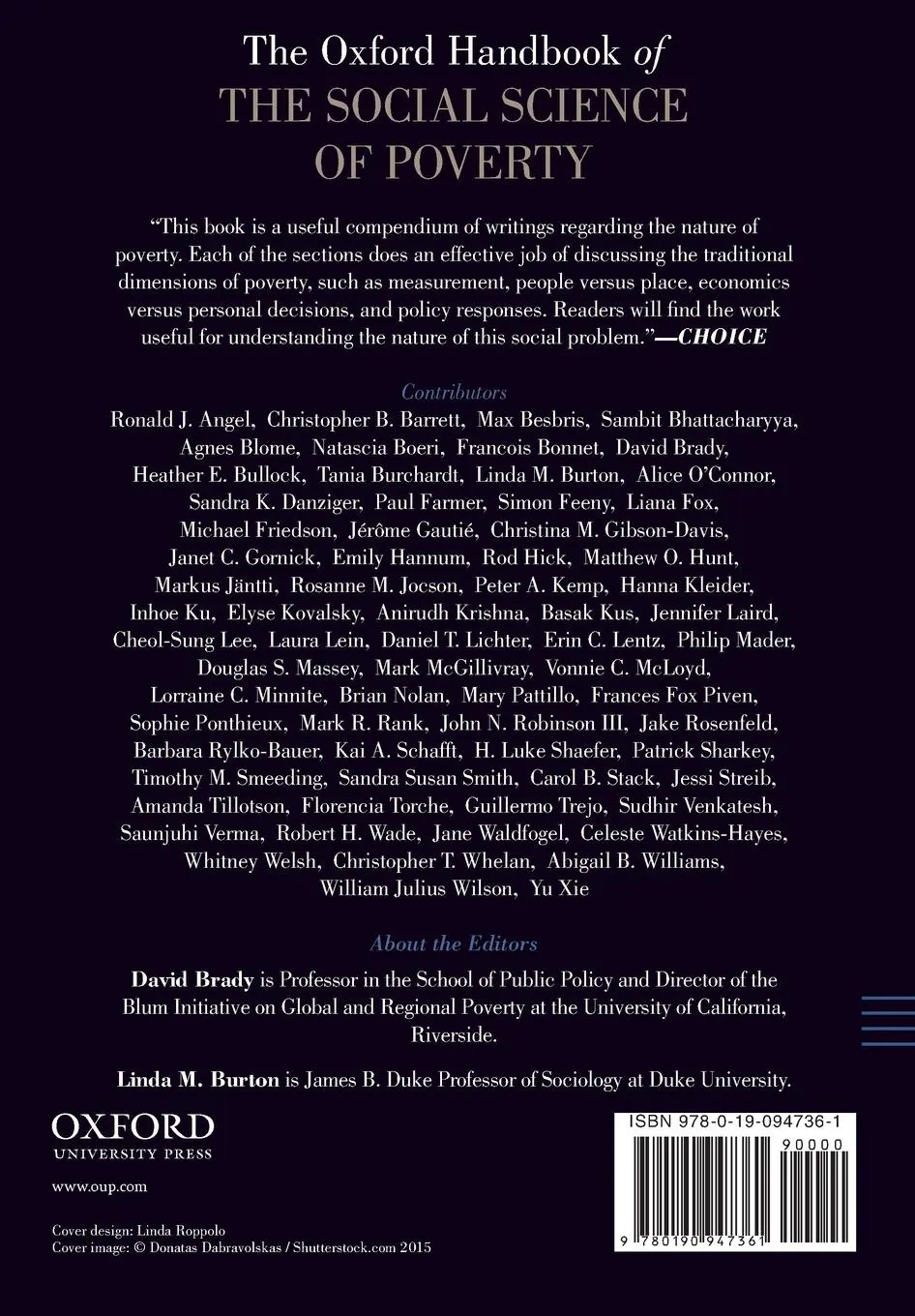 Rückseite: 9780190947361 | Oxford Handbook of the Social Science of Poverty | David Brady (u. a.)