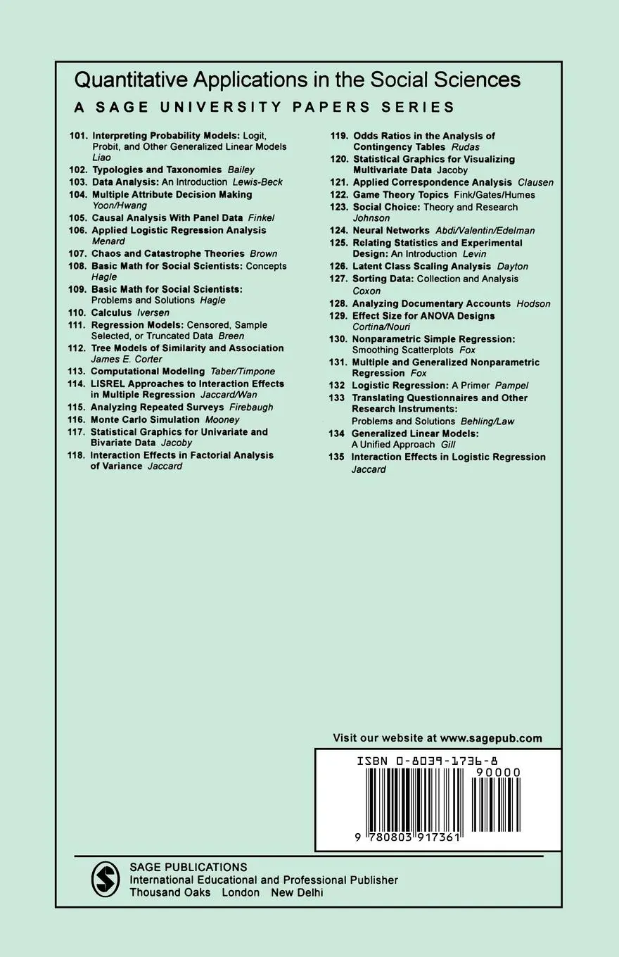 Rückseite: 9780803917361 | Unidimensional Scaling | John P. McIver (u. a.) | Taschenbuch | 1981