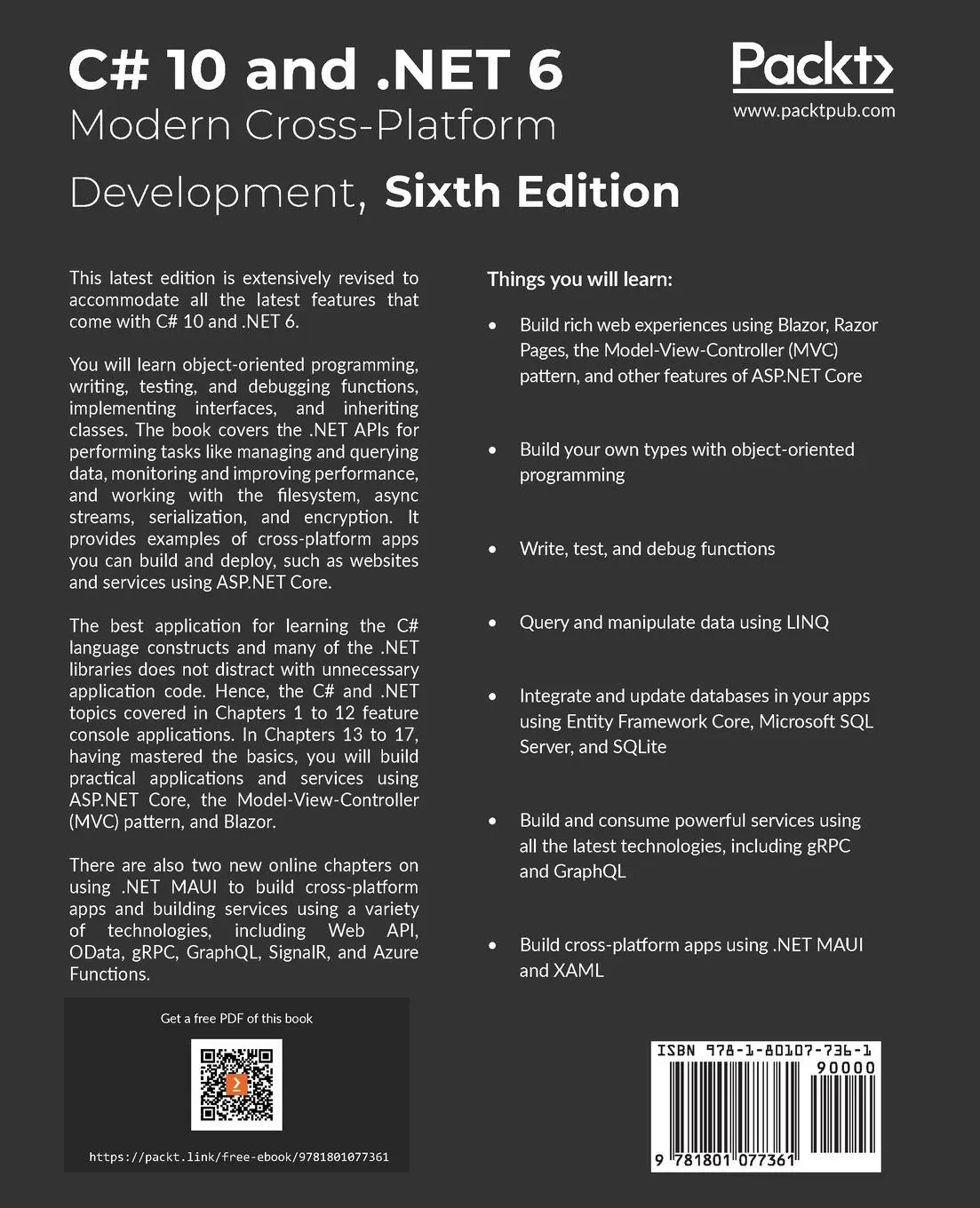 Rückseite: 9781801077361 | C# 10 and .NET 6 - Modern Cross-Platform Development | Mark J. Price