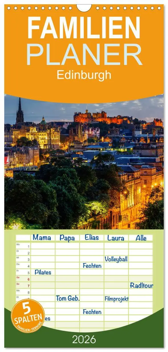 Cover: 9783516517361 | Familienplaner 2026 - Edinburgh - Impressionen aus der schottischen...