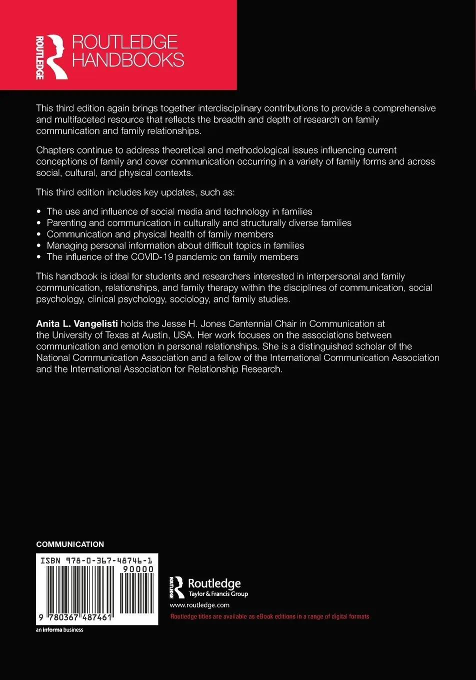 Rückseite: 9780367487461 | The Routledge Handbook of Family Communication | Anita L. Vangelisti