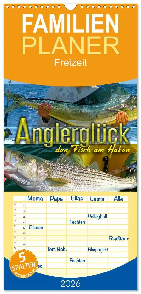 Cover: 9783516507461 | Familienplaner 2026 - Anglerglück - den Fisch am Haken mit 5...