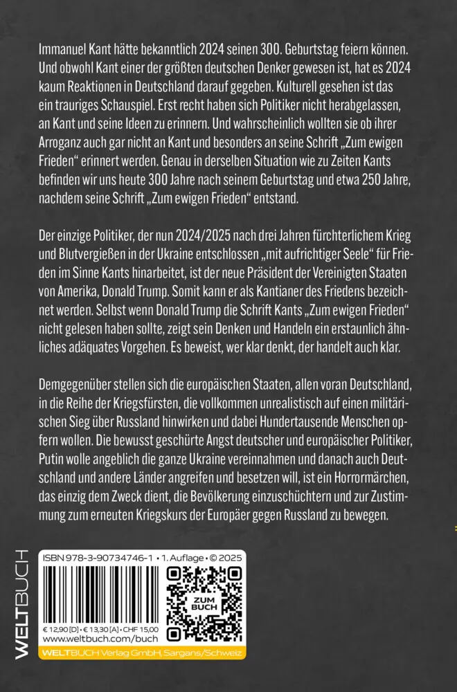 Rückseite: 9783907347461 | Donald Trump: Kantianer des ewigen Friedens | Bernd Müller-Kaller
