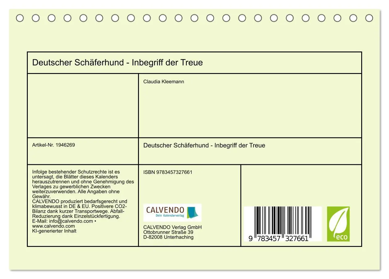 Bild: 9783457327661 | Deutscher Schäferhund - Inbegriff der Treue (Tischkalender 2026 DIN...