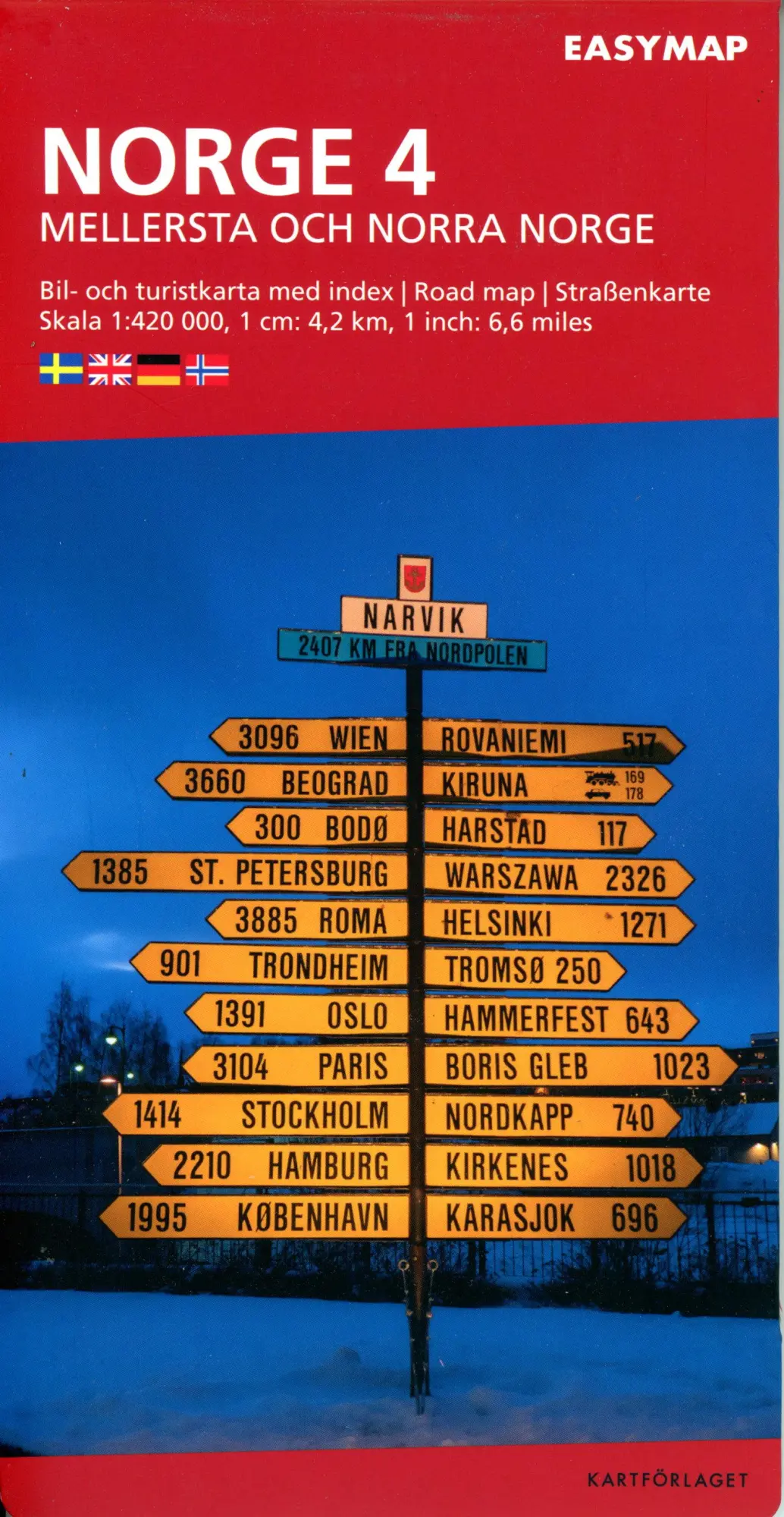 Cover: 9789189427761 | 4 Mellersta Och Norra Norge | (Land-)Karte | Norstedts Easy Map Norway