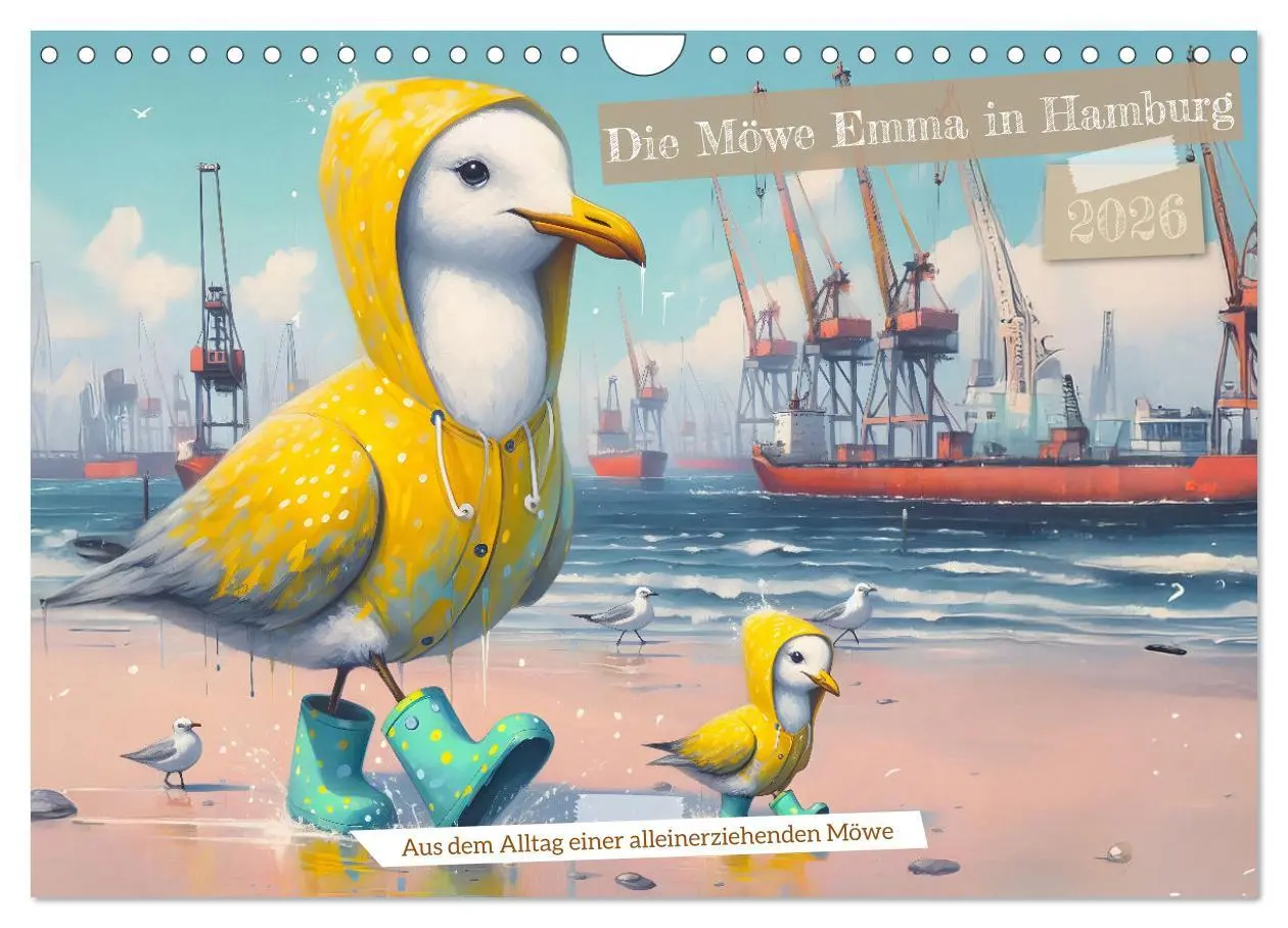 Cover: 9783457307861 | Die Möwe Emma in Hamburg (Wandkalender 2026 DIN A4 quer), CALVENDO...