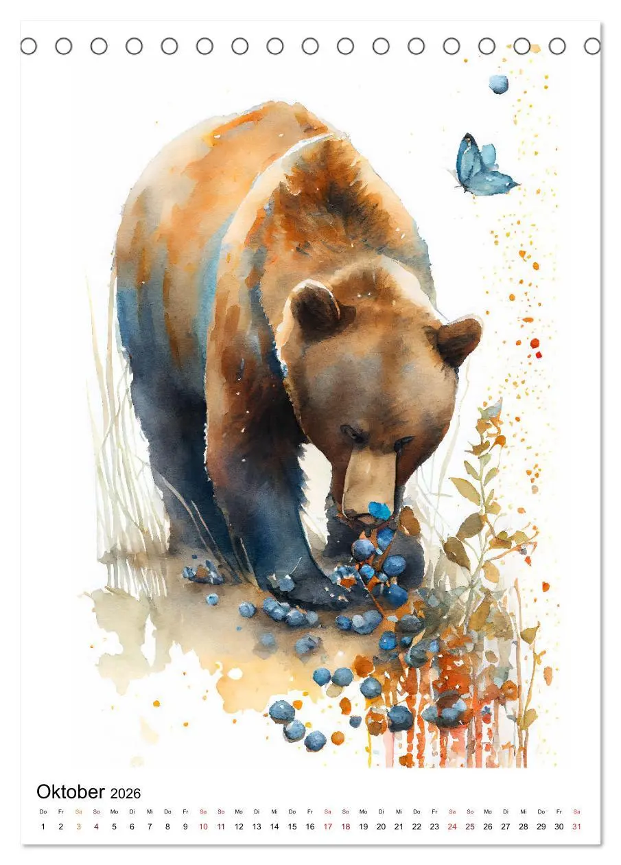 Bild: 9783516327861 | Waldtiere in Aquarell - Heimische Tierarten (Tischkalender 2026 DIN...