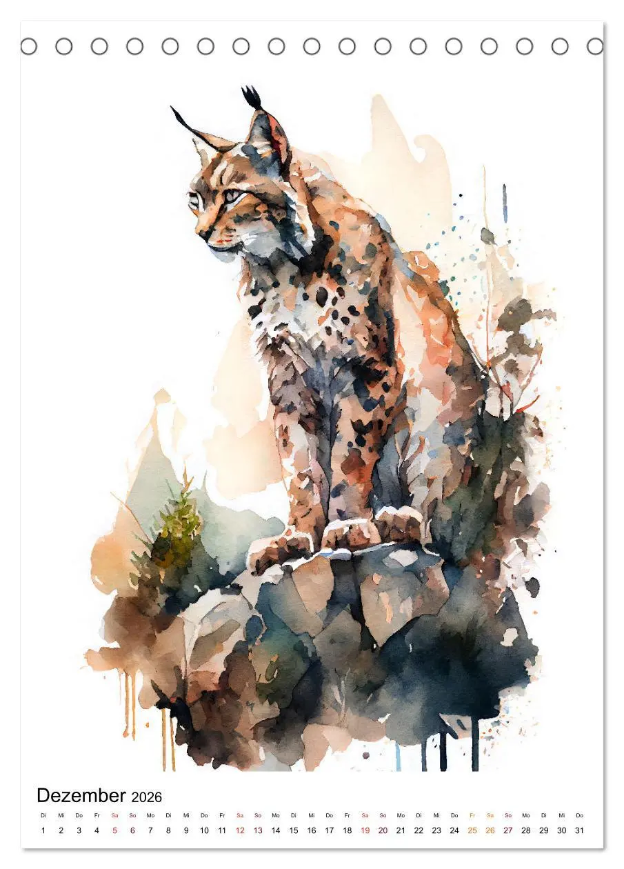 Bild: 9783516327861 | Waldtiere in Aquarell - Heimische Tierarten (Tischkalender 2026 DIN...