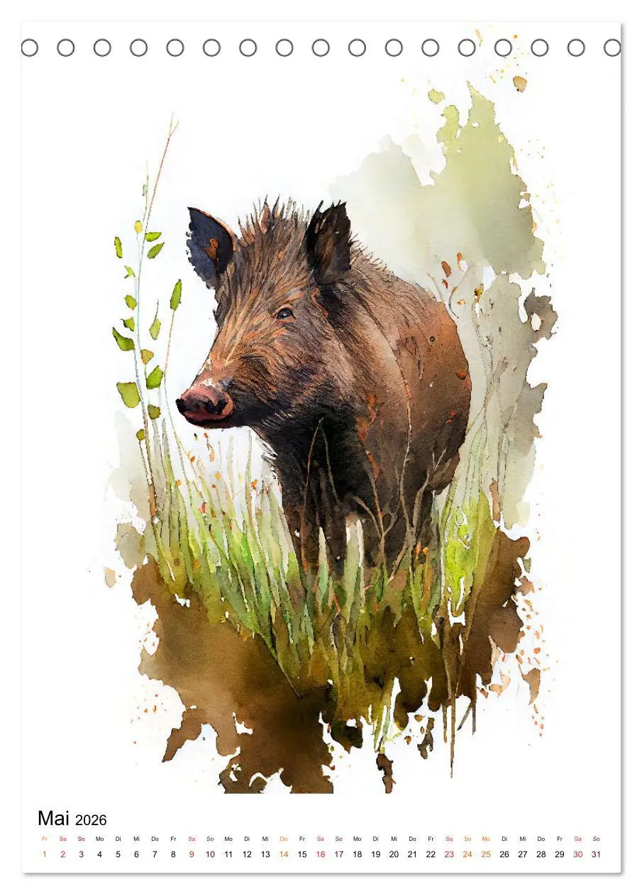 Bild: 9783516327861 | Waldtiere in Aquarell - Heimische Tierarten (Tischkalender 2026 DIN...