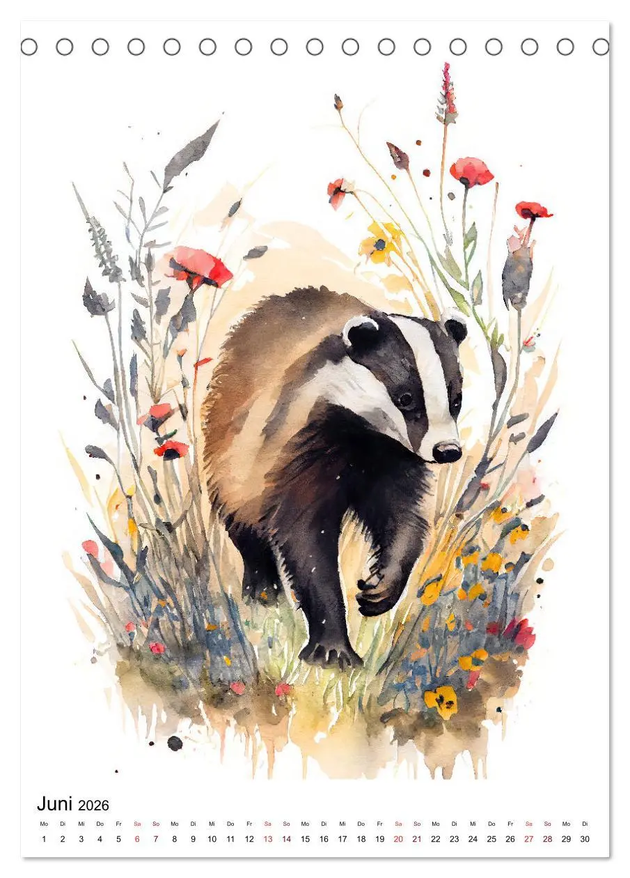 Bild: 9783516327861 | Waldtiere in Aquarell - Heimische Tierarten (Tischkalender 2026 DIN...