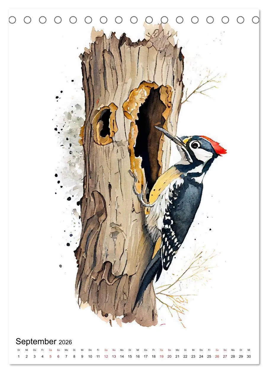 Bild: 9783516327861 | Waldtiere in Aquarell - Heimische Tierarten (Tischkalender 2026 DIN...