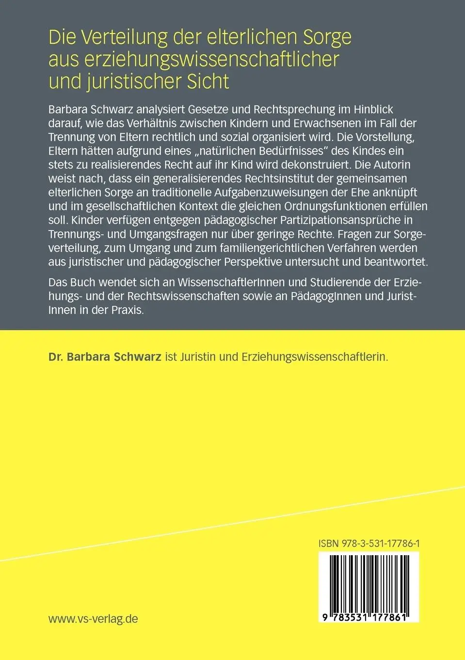 Rückseite: 9783531177861 | Die Verteilung der elterlichen Sorge aus...