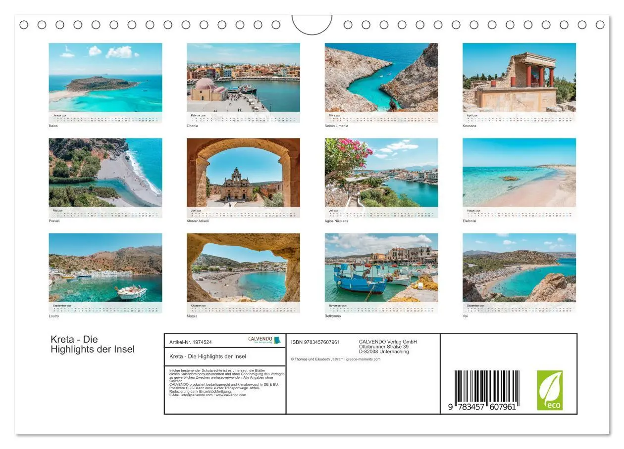 Bild: 9783457607961 | Kreta - Die Highlights der Insel (Wandkalender 2026 DIN A4 quer),...