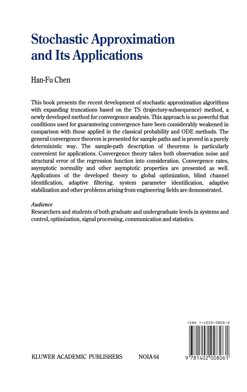 Rückseite: 9781402008061 | Stochastic Approximation and Its Applications | Han-Fu Chen | Buch