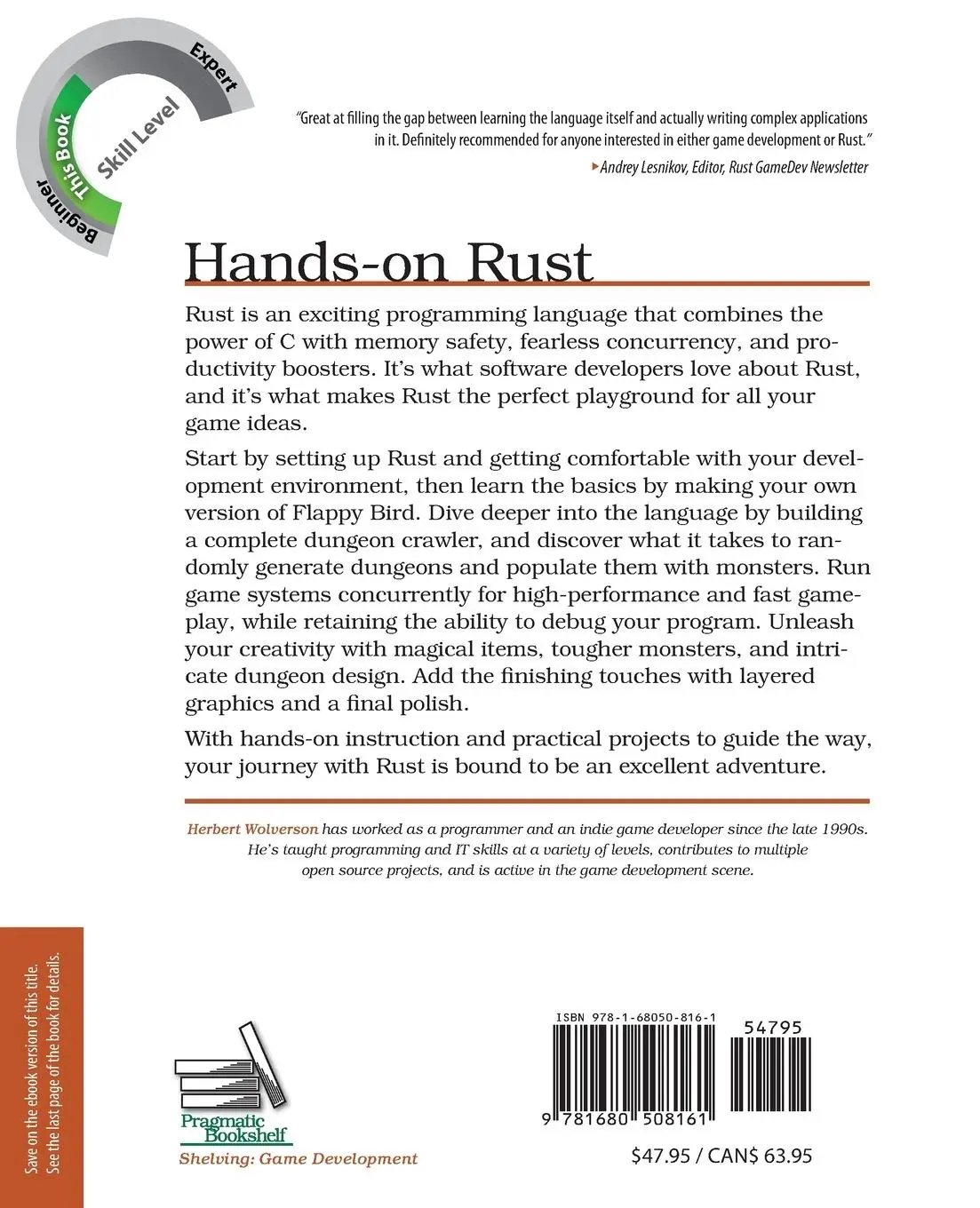Rückseite: 9781680508161 | Hands-On Rust | Herbert Wolverson | Taschenbuch | Englisch | 2021