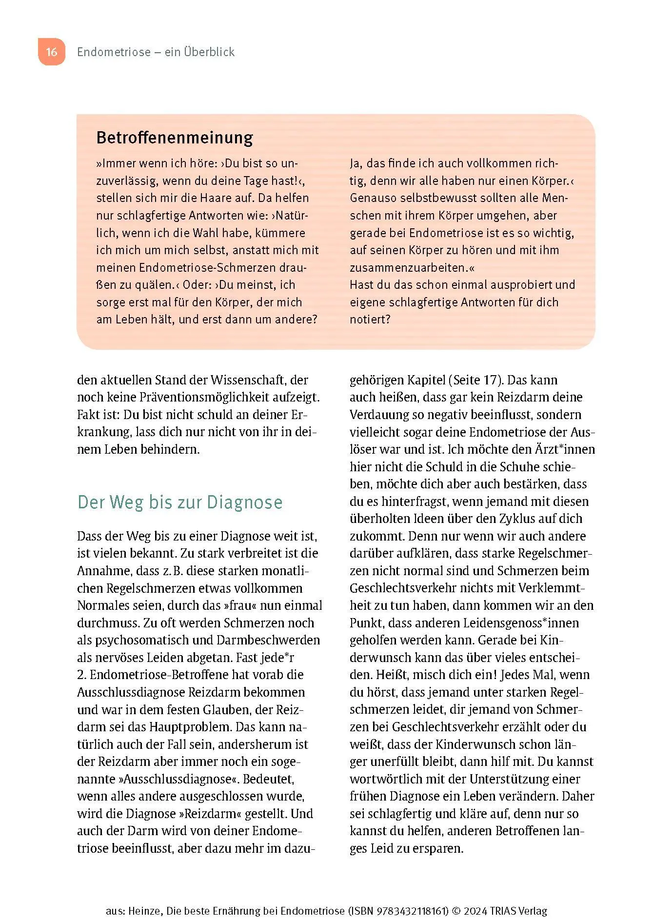 Bild: 9783432118161 | Die beste Ernährung bei Endometriose | Nicole R. Heinze | Taschenbuch
